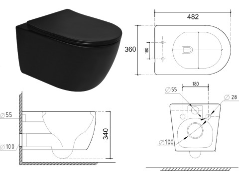 Hangend rimless toilet - Turbo flush - Brooklyn