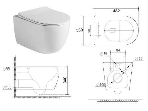 Hangend rimless toilet - Turbo flush - Brooklyn